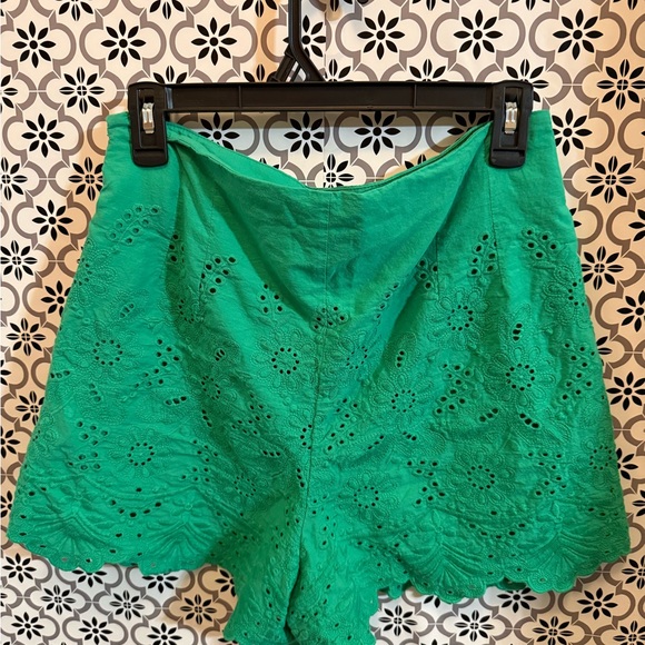 Draper James High Waist Green Lace Shorts - Picture 2 of 5